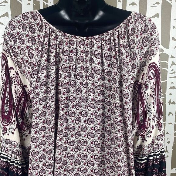 Altar’d State Boho Paisley Print Baby Doll Dress 3/4 Sleeves M - Picture 10 of 11